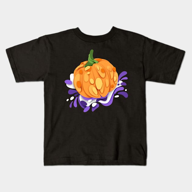 Ornate Pumpkins with Abstract Stains Kids T-Shirt by lissantee